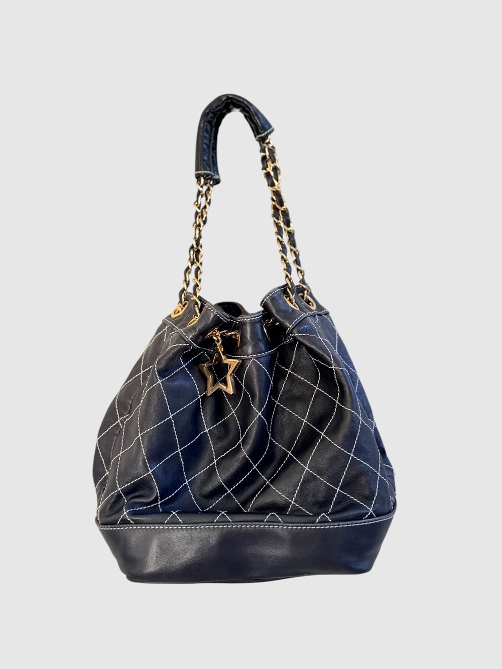 Carlisle black bucket bag diamond pattern
